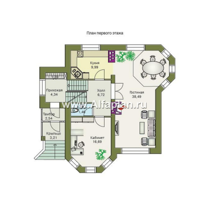 Проекты домов Альфаплан - «Корвет» -проект трехэтажного дома, с гаражом на 1 авто и спортзалом в цоколе, с эркером - превью плана проекта №2