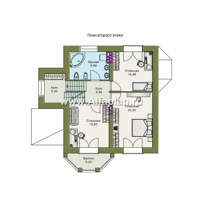 Проекты домов Альфаплан - «Корвет» -проект трехэтажного дома, с гаражом на 1 авто и спортзалом в цоколе, с эркером - превью плана проекта №3