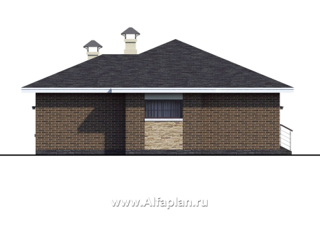 «Вуокса» - проект одноэтажного дома из кирпича, с комфортной планировкой, с террасой со стороны входа - превью фасада дома
