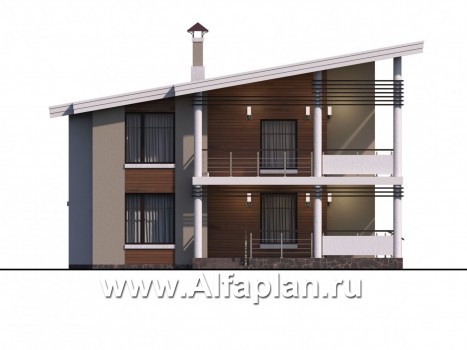 Проекты домов Альфаплан - «Квантум» - коттедж с односкатной крышей - превью фасада №1