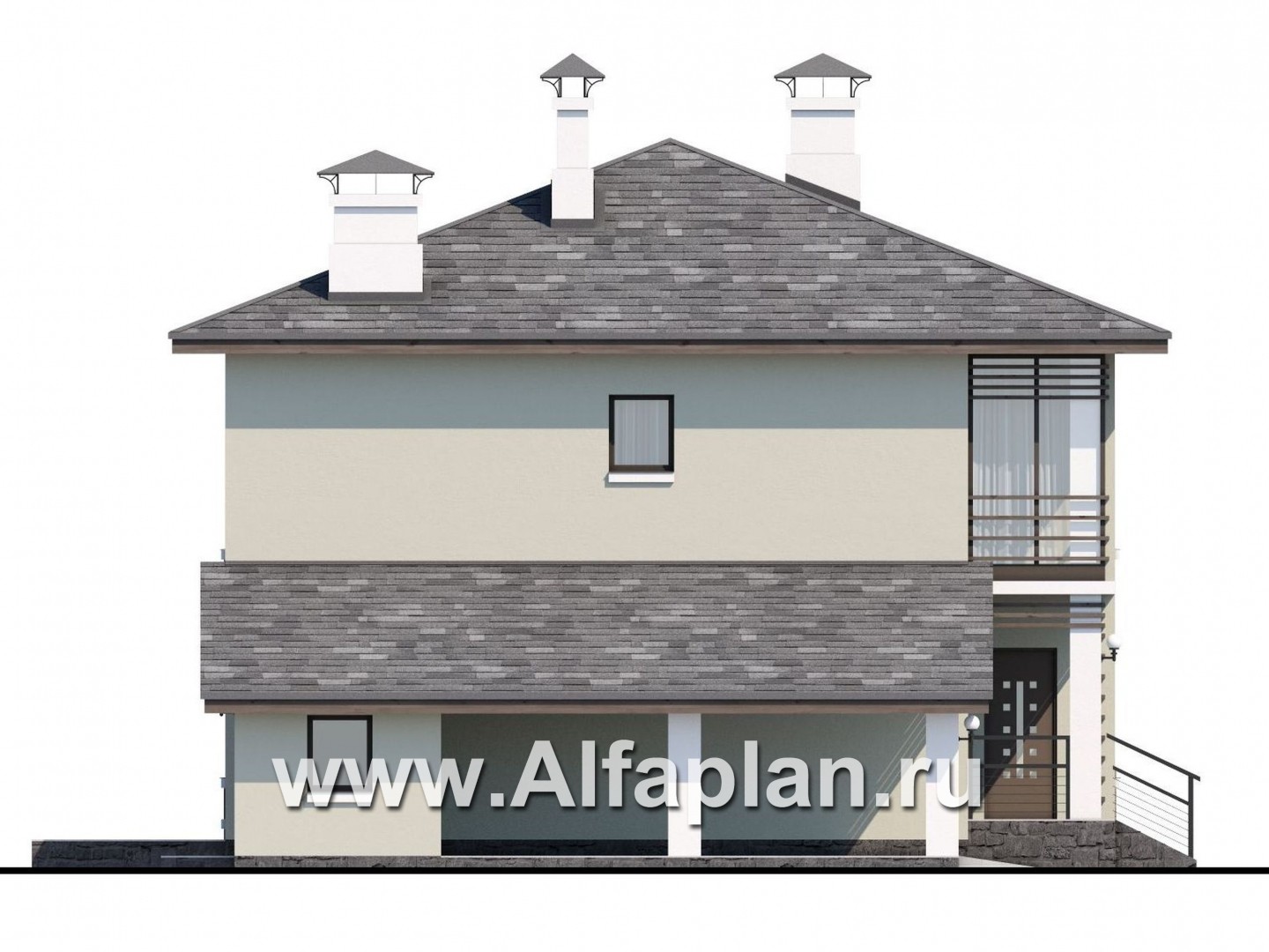 Проекты домов Альфаплан - «Эволюция» - удобный современный коттедж - изображение фасада №3
