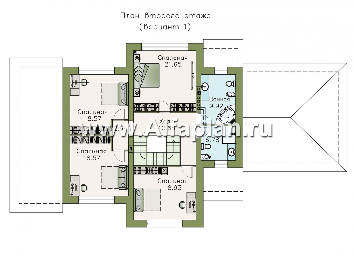 Проекты домов Альфаплан - «Патриций» - коттедж с большой верандой и террасой - план проекта №2