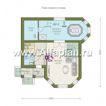 Проекты домов Альфаплан - Дом для отдыха со студией в мансарде - превью плана проекта №1