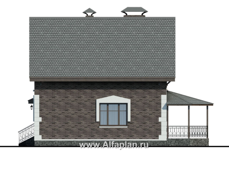 Проект дома с мансардой из газобетона «Оптима», планировка 3 спальни, с террасой - превью фасада дома