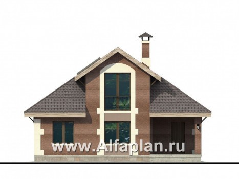 Проекты домов Альфаплан - Баня с террасой и студией в мансарде - превью фасада №1