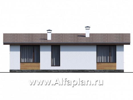 Проекты домов Альфаплан - «Бета» - проект одноэтажного каркасного дома с террасой, в скандинавском стиле - превью фасада №4