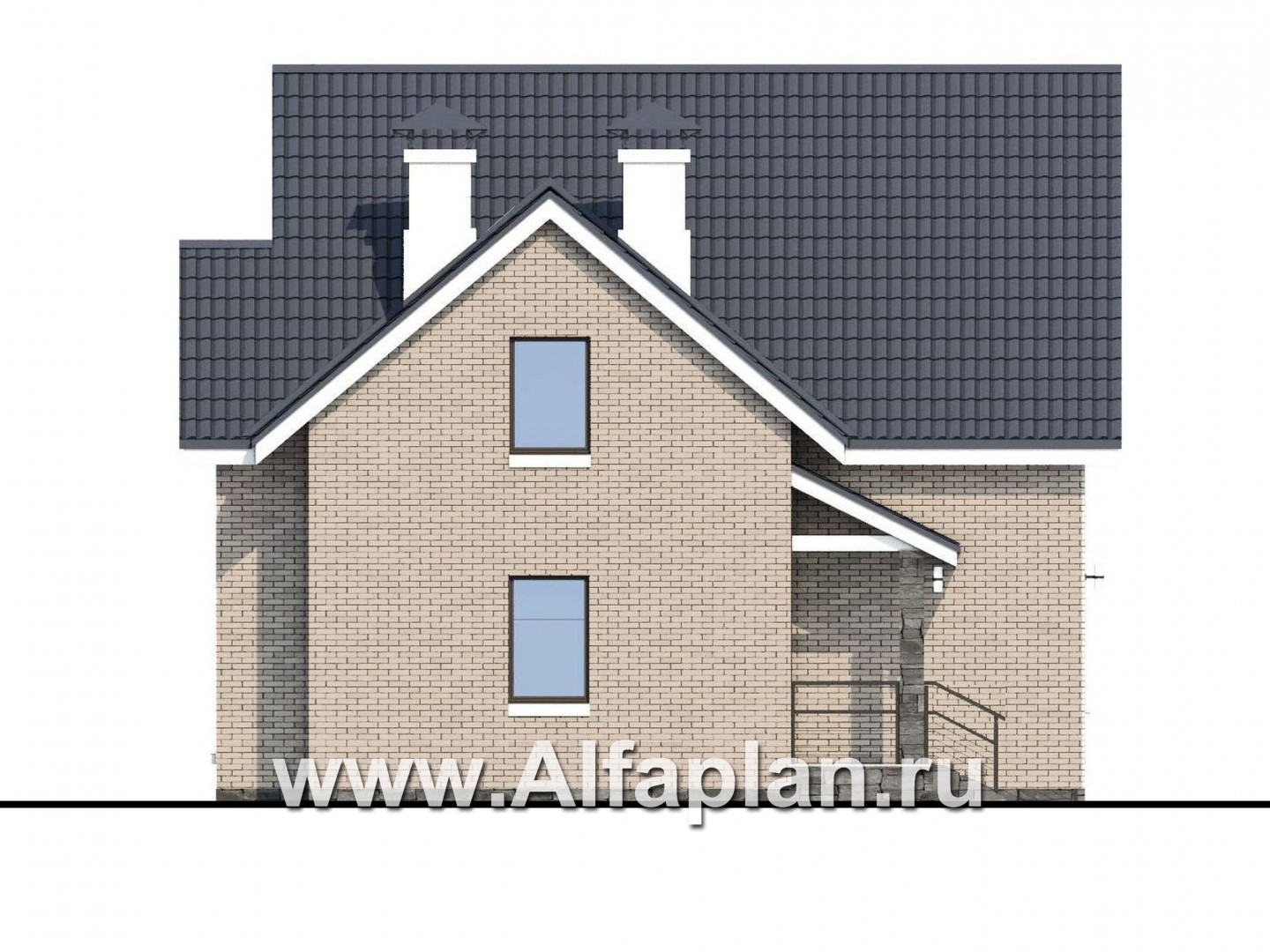 «Сапфир» - проект двухэтажного дома с мансардой, с панорамным остеклением в современном стиле - фасад дома