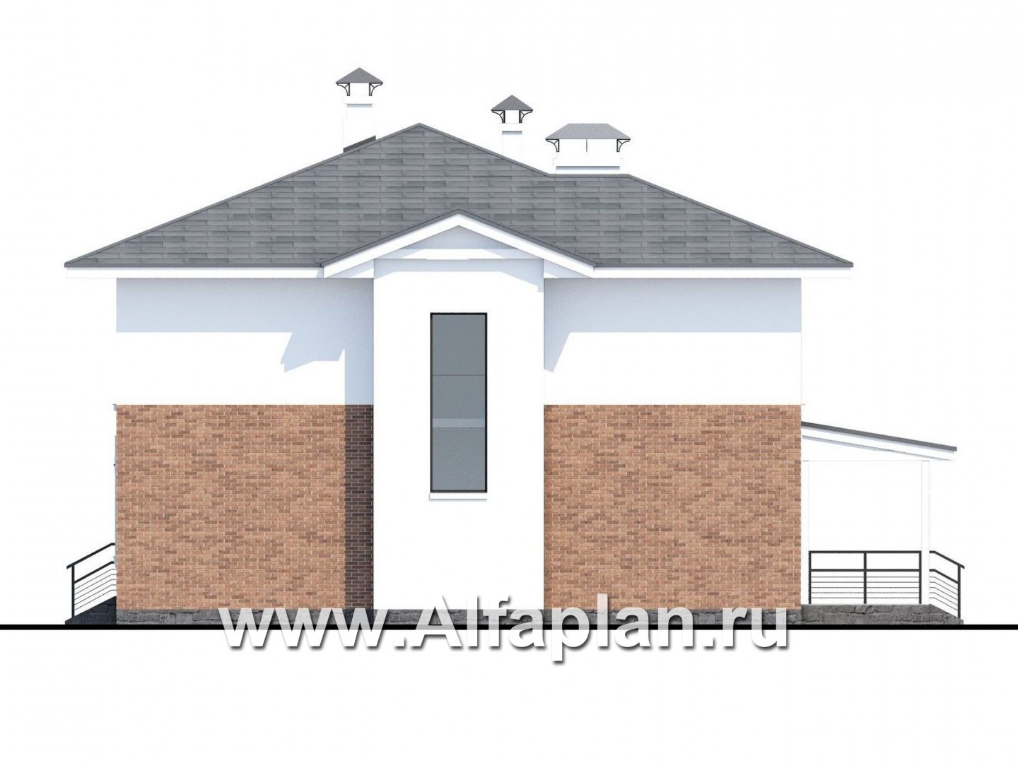 Проекты домов Альфаплан - «Сектор счастья» - стильный современный дом с гаражом - изображение фасада №2