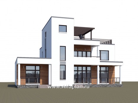 «Гоген» - проект двухэтажного дома из газобетона, с террасой, с сауной или с гостевой квартирой - превью дополнительного изображения №1