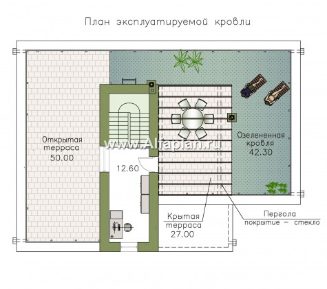 Проекты домов Альфаплан - «Гоген» - коттедж с эксплуатируемой кровлей - превью плана проекта №4