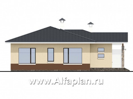 «Мелета» - проект одноэтажного дома из газобетона, 3 спальни, с террасой, в современном стиле - превью фасада дома