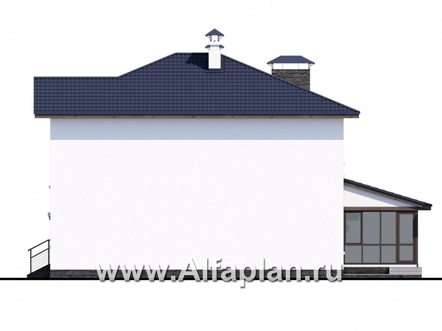 «Седьмая высота» - проект двухэтажного современного дома, с сауной и с террасой, с гаражом - фасад дома
