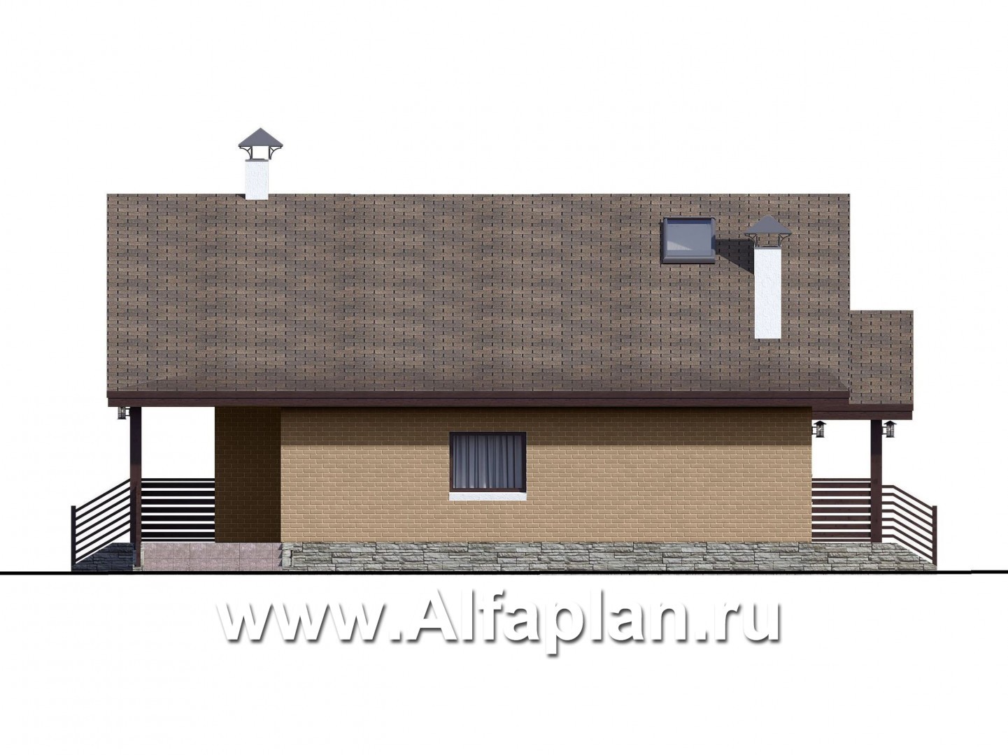 «Моризо» - проект дома с мансардой, планировка с двусветной гостиной и 2 спальни на 1 эт, шале с двускатной крышей - фасад дома