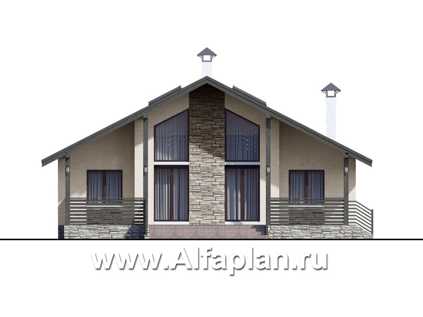 Проекты домов Альфаплан - «Моризо» - проект дома в стиле шале с четырьмя спальными комнатами - изображение фасада №1