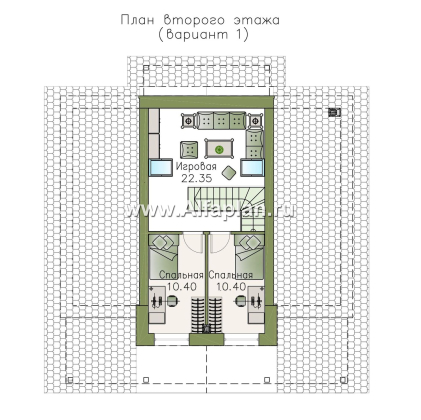 Проекты домов Альфаплан - «Моризо» - проект дома в стиле шале с четырьмя спальными комнатами - превью плана проекта №2