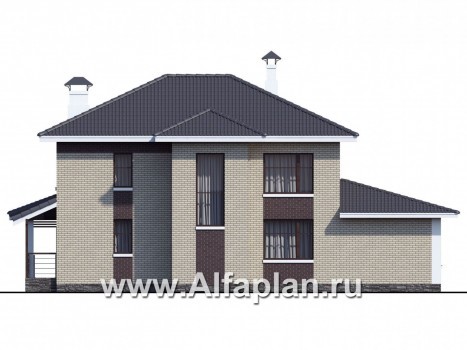Проекты домов Альфаплан - «Саар» - современный двухэтажный дом с террасой и сауной - превью фасада №4