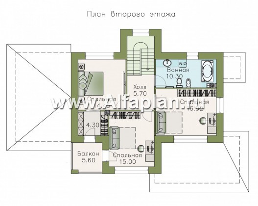 Проекты домов Альфаплан - «Саар» - современный двухэтажный дом с террасой и сауной - превью плана проекта №2