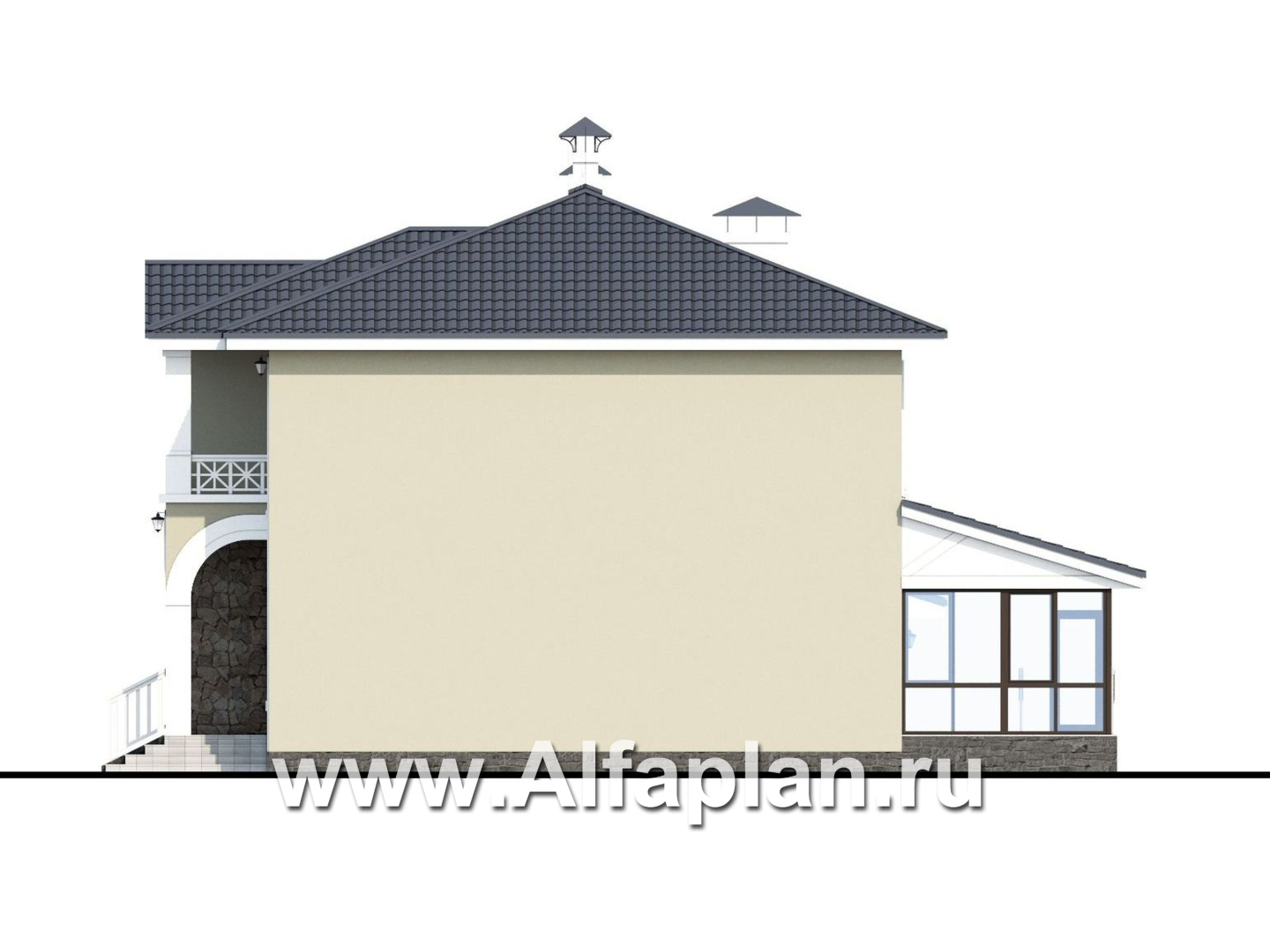 Проекты домов Альфаплан - «Либезюсефрау» — удобный дом с романтическими фасадами - изображение фасада №2