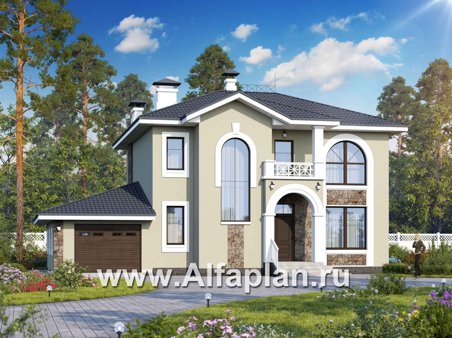 Проекты домов Альфаплан - «Либезюсефрау» — удобный дом с романтическими фасадами - дополнительное изображение №1