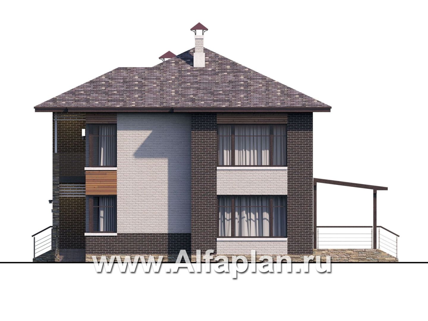 Проекты домов Альфаплан - «Эндорфин» - современный двухэтажный дом - изображение фасада №2