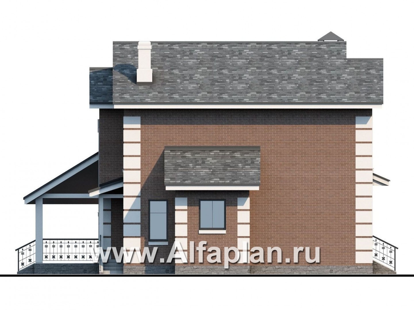 Проекты домов Альфаплан - Кирпичный дом «Прагма» для небольшой семьи - изображение фасада №3