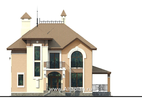 «Разумовский» - проект двухэтажного дома, с террасой, с балконом, в стиле модерн - превью фасада дома