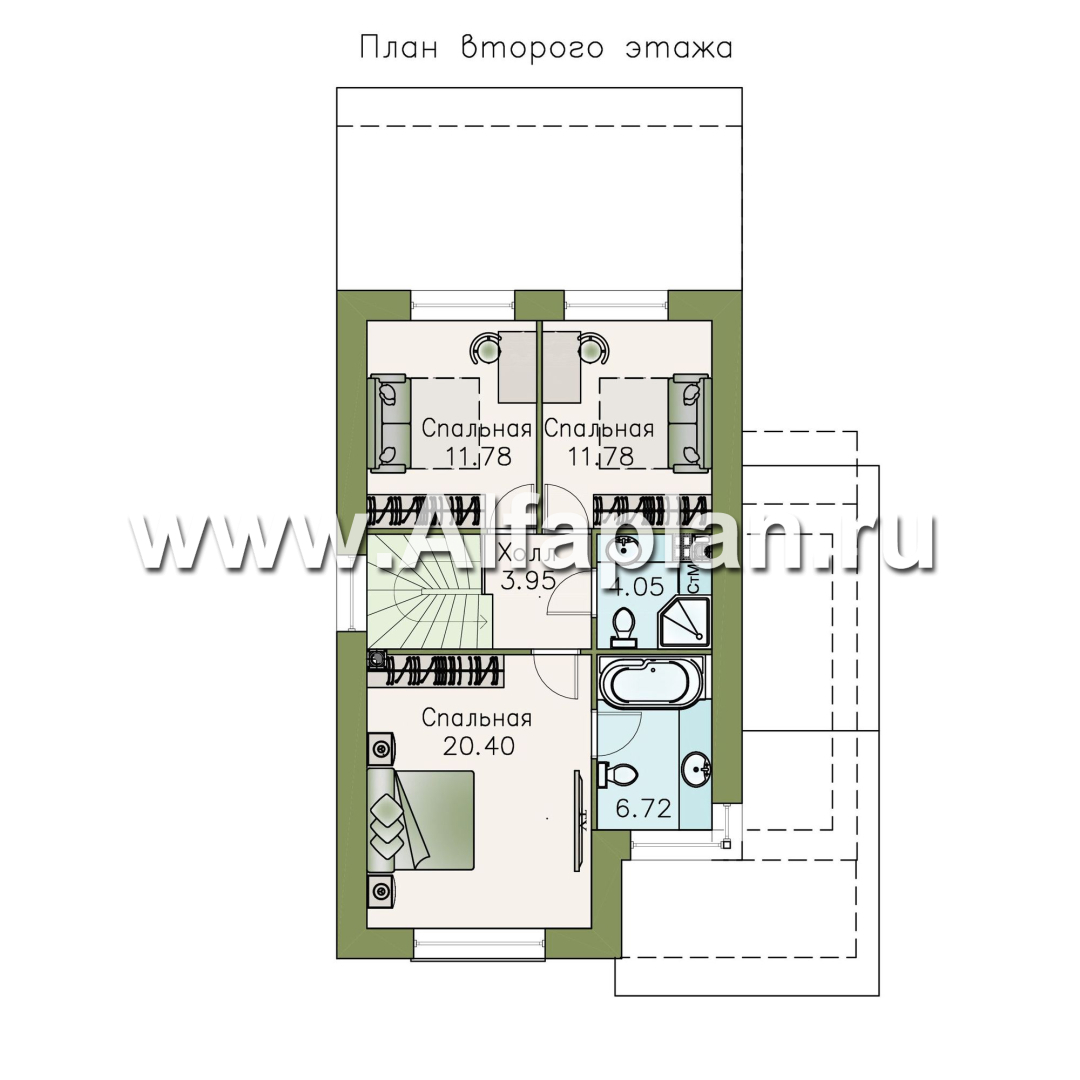 «Весна» - проект двухэтажного дома, планировка с террасой, в скандинавском стиле - план дома