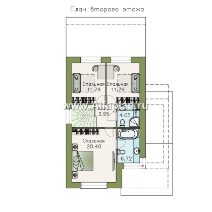«Весна» - проект двухэтажного дома, планировка с террасой, в скандинавском стиле - превью план дома