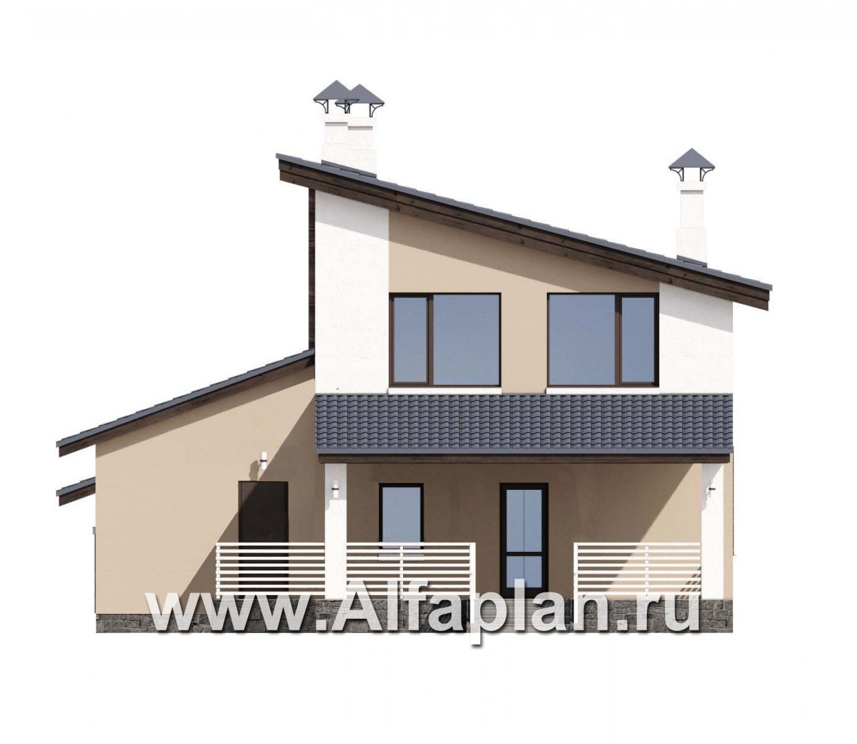 Проекты домов Альфаплан - «Западный бриз» - рациональный дом в скандинавском стиле с удобным планом - изображение фасада №4