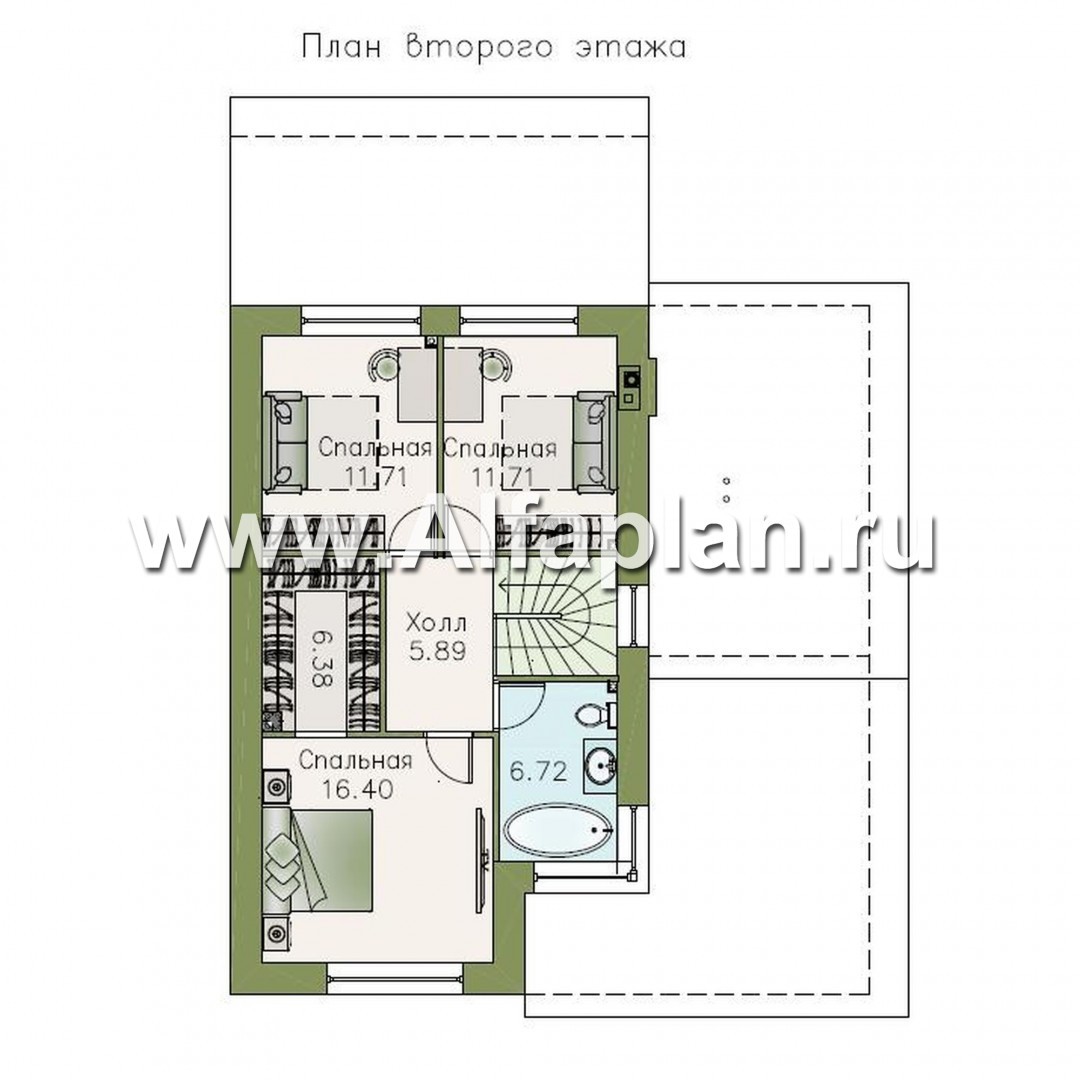 Проекты домов Альфаплан - «Западный бриз» - рациональный дом в скандинавском стиле с удобным планом - изображение плана проекта №3