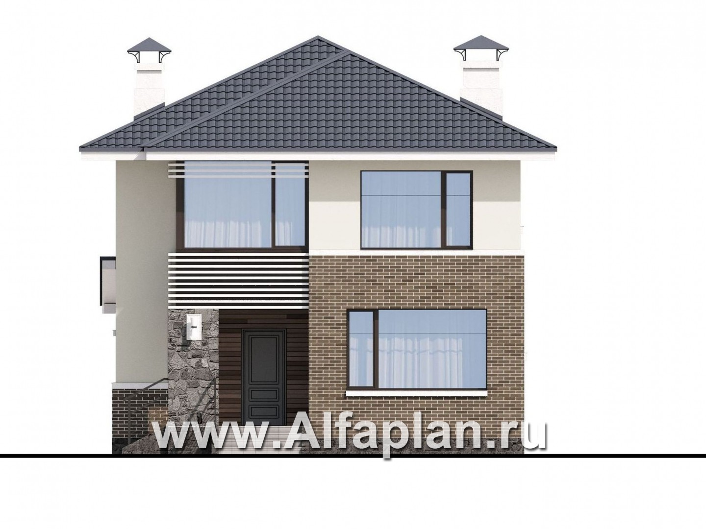 «Вламинк» - проект двухэтажного дома, с террасой, с гаражом, в современном стиле Акварель - фасад дома