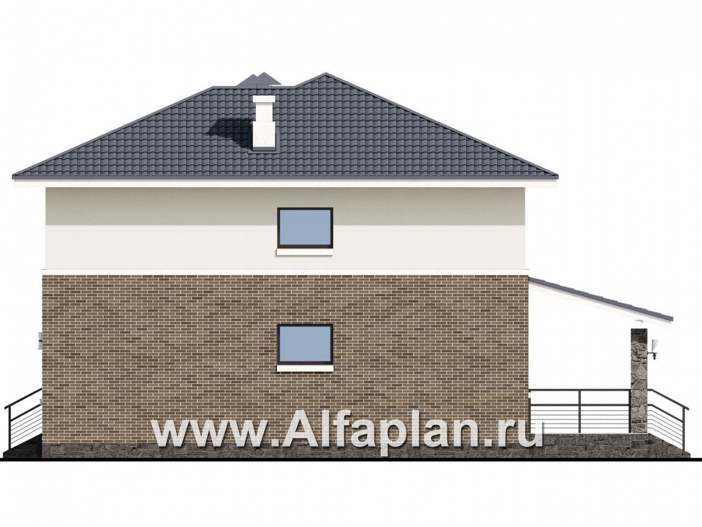 «Вламинк» - проект двухэтажного дома, с террасой, с гаражом, в современном стиле Акварель - фасад дома