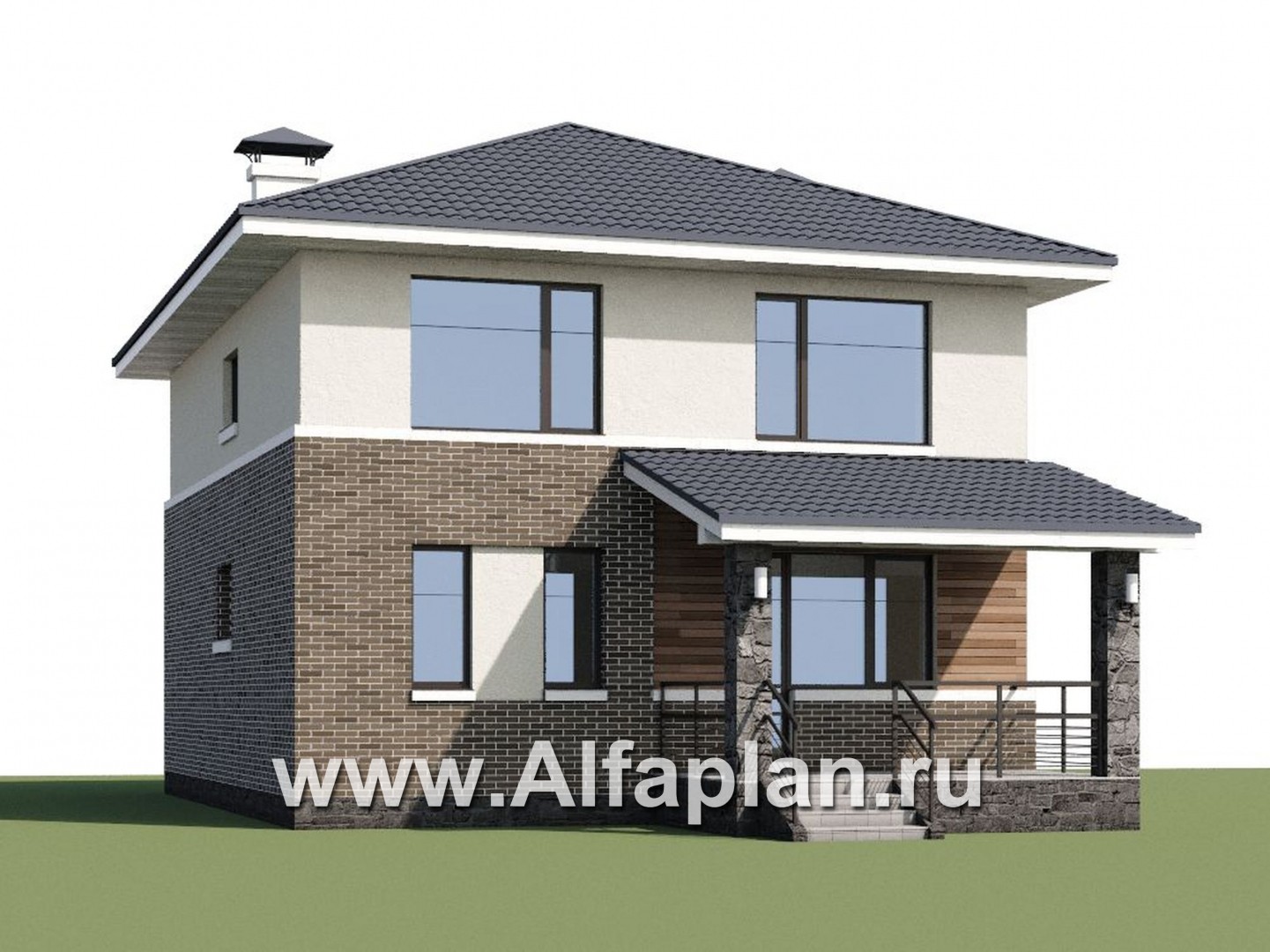 «Вламинк» - проект двухэтажного дома, с террасой, с гаражом, в современном стиле Акварель - дизайн дома №1