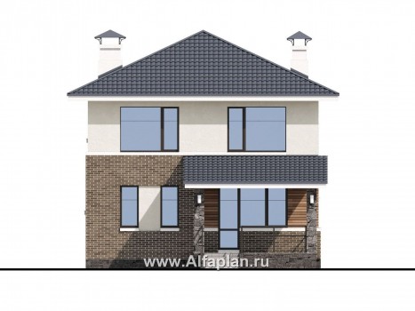 «Вламинк» - проект двухэтажного дома, с террасой, с гаражом, в современном стиле Акварель - превью фасада дома