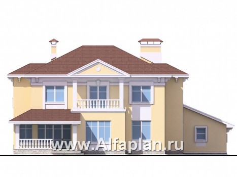 Проекты домов Альфаплан - Вилла «Эдельвейс» - элитный дом в классическом стиле - превью фасада №4