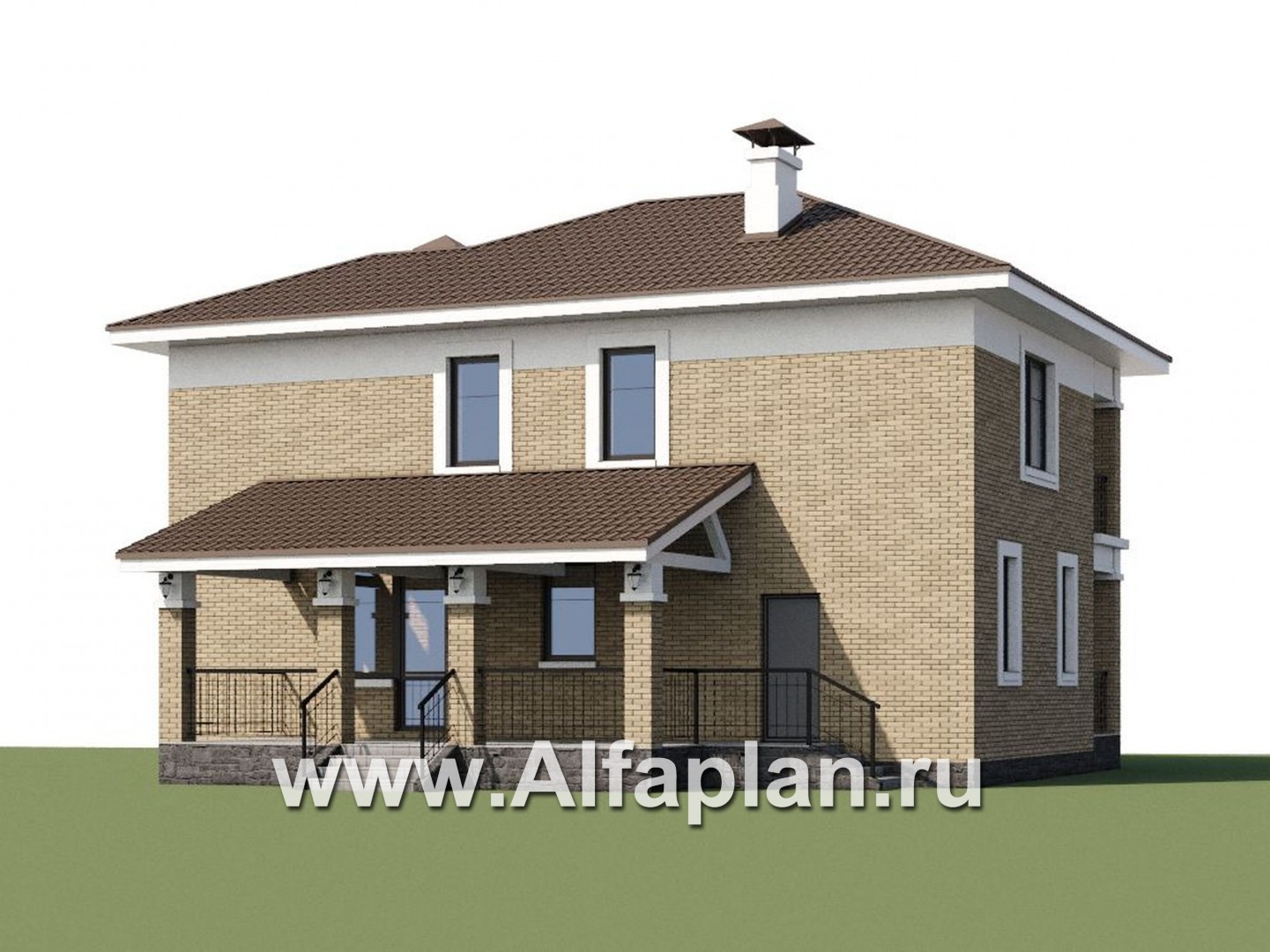 «Топаз» - проект двухэтажного дома из газобетона, с открытой планировкой, с террасой - дизайн дома №1