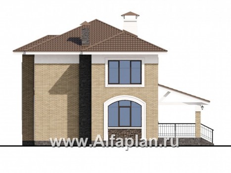 «Топаз» - проект двухэтажного дома из газобетона, с открытой планировкой, с террасой - превью фасада дома