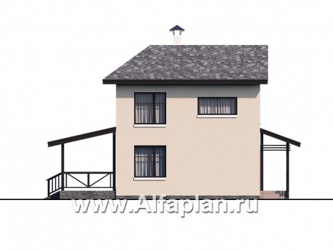 Проекты домов Альфаплан - Компактный дачный дом с террасой - превью фасада №4