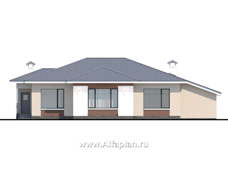 «Калипсо» - проект одноэтажного дома, планировка 3 спальни, с гаражом на 2 авто - превью фасада дома