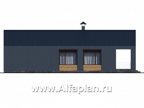 Проекты домов Альфаплан - «Тета» -  проект одноэтажного дома в стиле барн, с террасой, 2 спальни - превью фасада №3