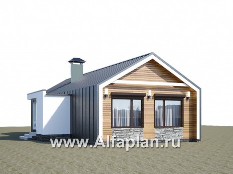 Проекты домов Альфаплан - «Тета» -  проект одноэтажного дома в стиле барн, с террасой, 2 спальни - превью дополнительного изображения №2