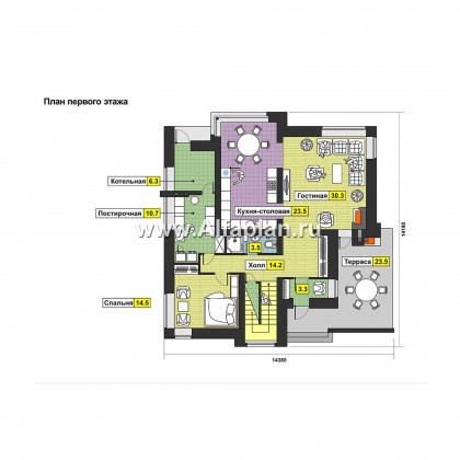 Проекты домов Альфаплан - Современный двухэтажный дом - превью плана проекта №1