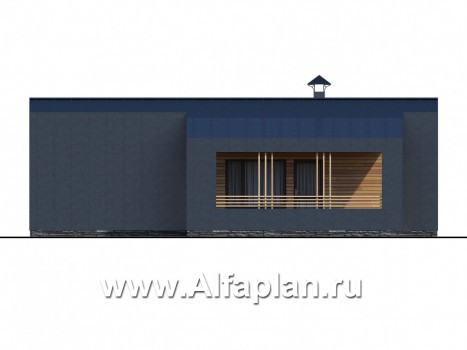 Проекты домов Альфаплан - «Каппа» -  проект одноэтажного дома, с террасой, в стиле барн, 2 спальни - превью фасада №3