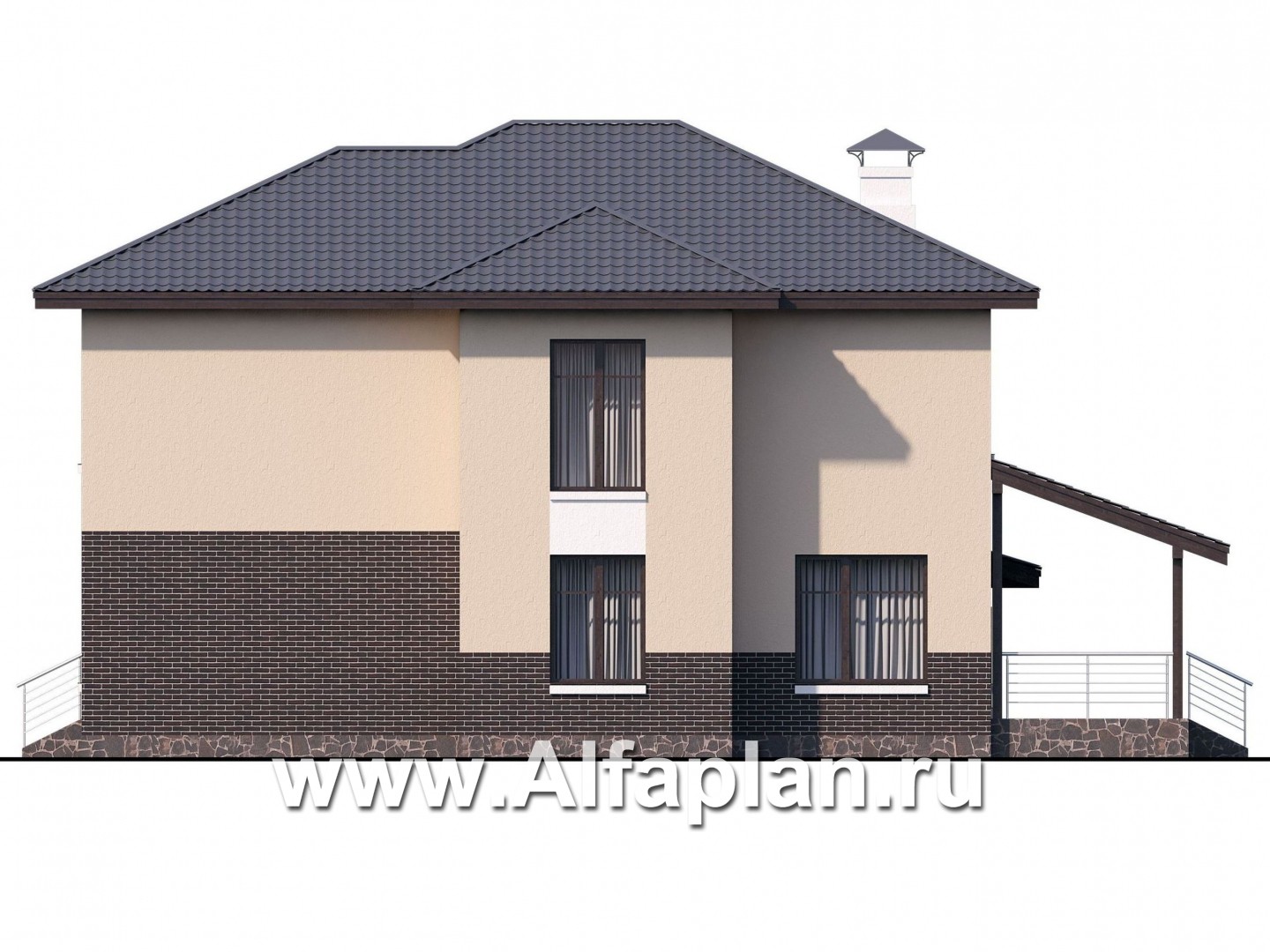 Проекты домов Альфаплан - «Ирида» - стильный современный дом с гаражом - изображение фасада №2
