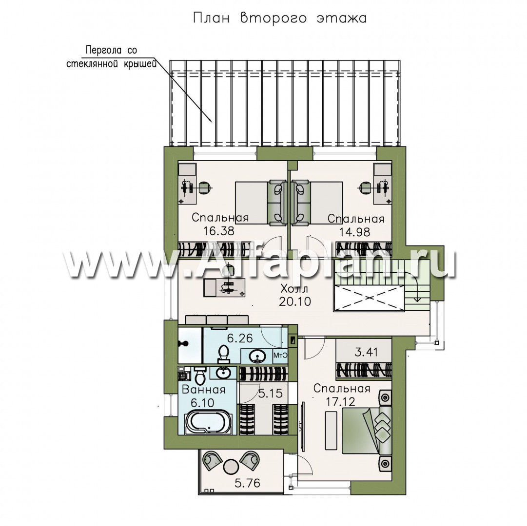 Проекты домов Альфаплан - «Эвр» - современный коттедж с плоской кровлей - изображение плана проекта №2