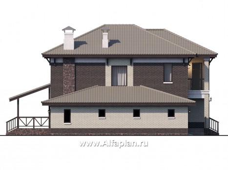 Проекты домов Альфаплан - «Вишера» - стильный дом с гаражом - превью фасада №3